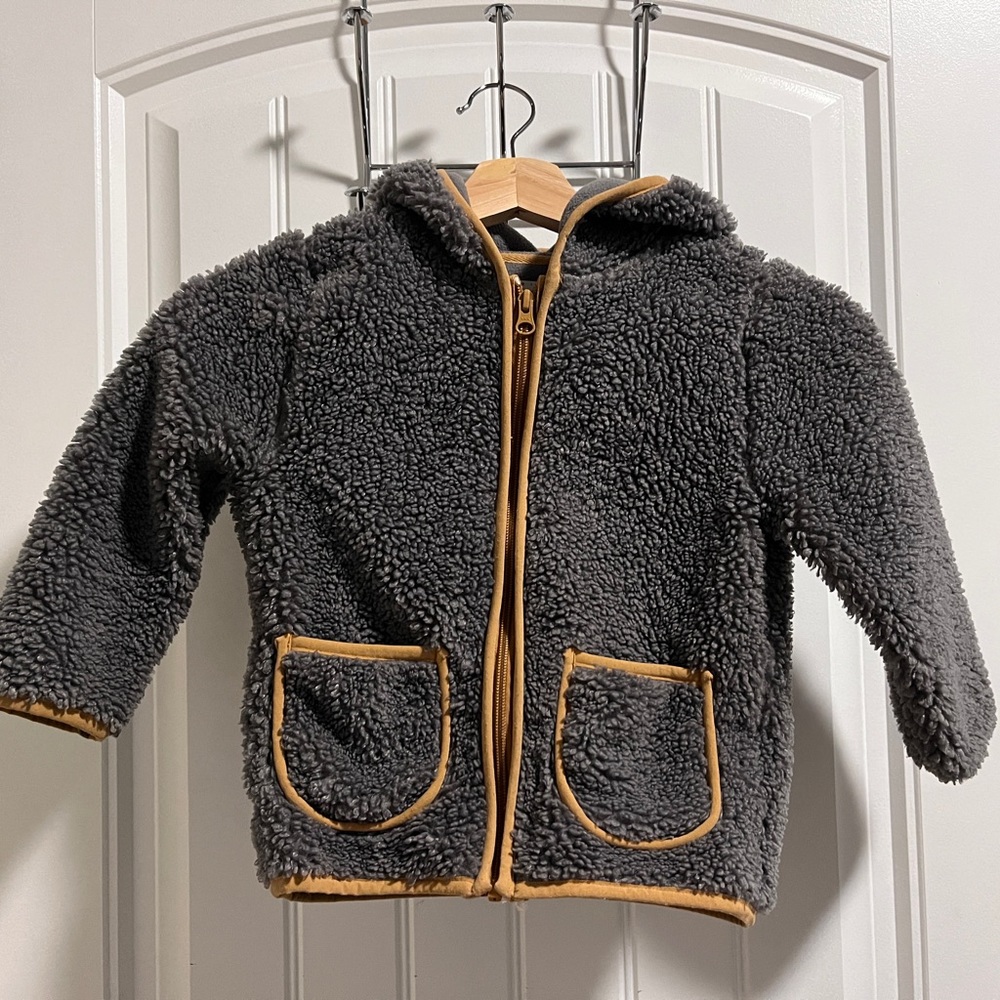 Little Earthling Grey Teddy Zip Up Sweater